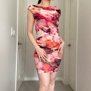 MSGM Floral Mesh Bodycon dress